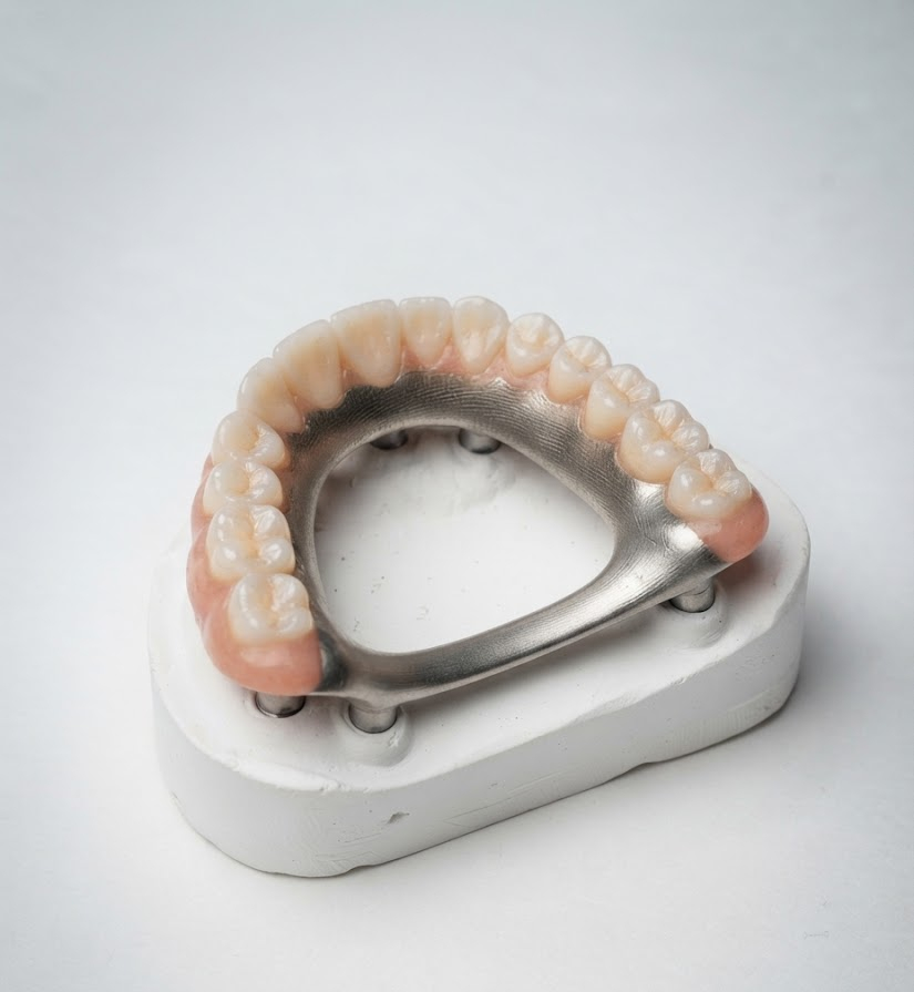 Full-Arch CAD/CAM Co-Cr Frame · Ivoclar Teeth & Nano-Composite Gingiva